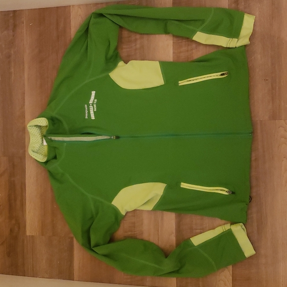 Patagonia Lime Green Polartec Power Dry Running club Zip Up Jacket - Picture 2 of 5
